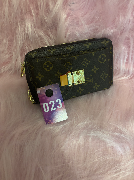 Accessories Wallet 023 — Monogram Canvas Zip-Around Phone Wallet with Bow Clasp