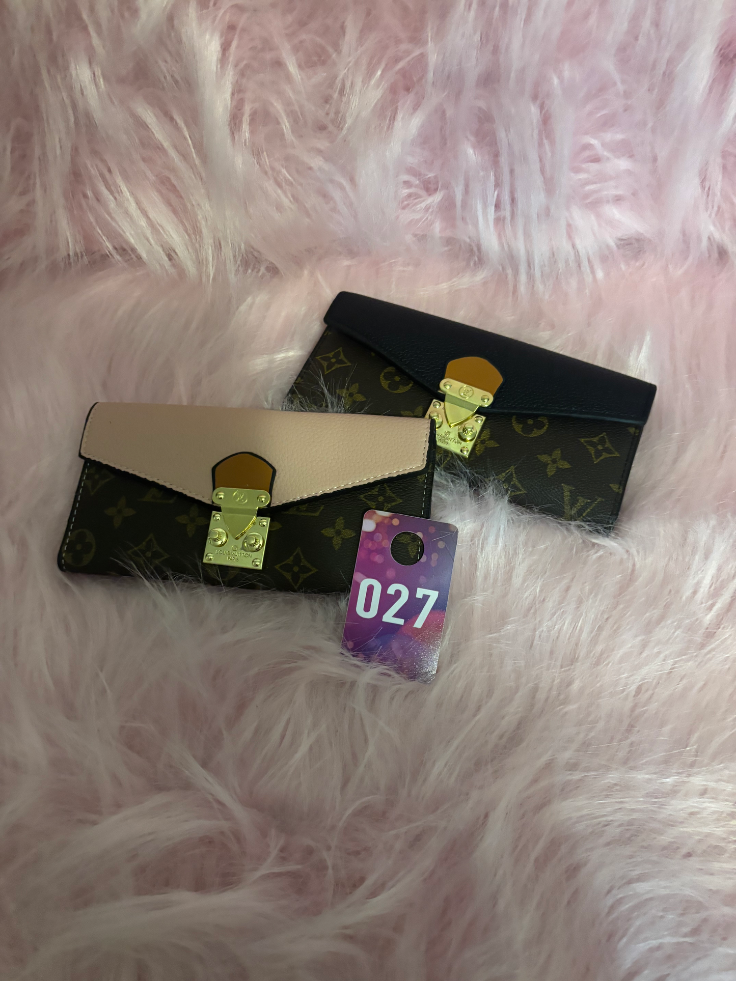 Accessories Wallet 027 — Monogram Long Flap Wallet with Gold Clasp — 2 Styles