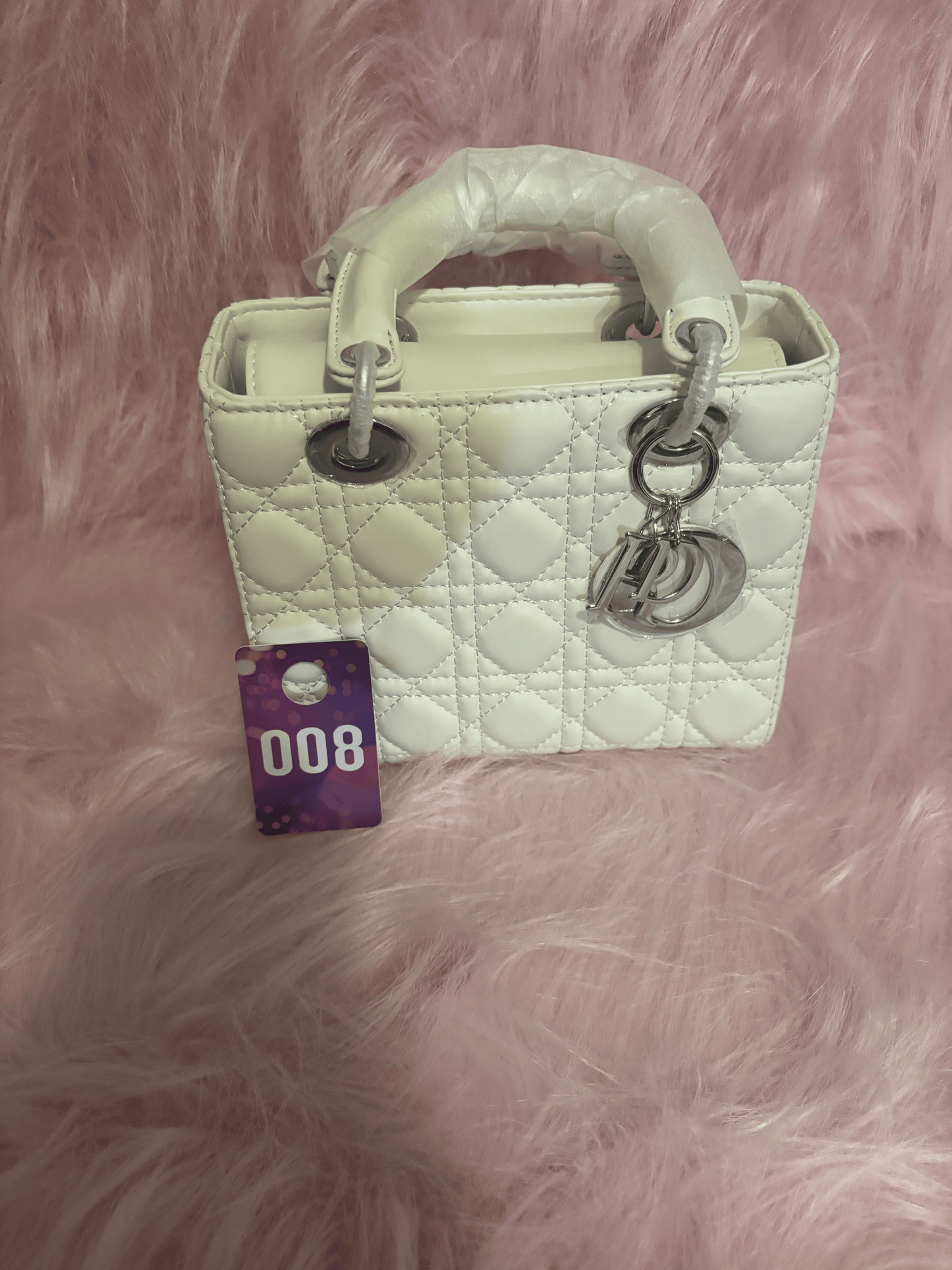 Bag 008 — White Quilted Mini Tote Bag with Silver Hardware